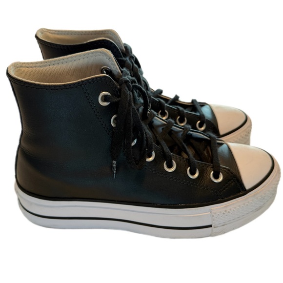 Converse Chuck Taylor All Star Lift Platform Leather High Top Women’s 6.5 Black - Picture 11 of 14